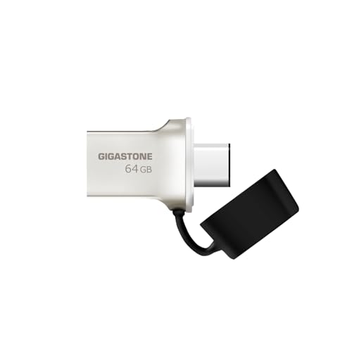Gigastone Z50 USB-Stick 3.2 Gen 1 64 GB, USB Dual Connector Typ C OTG USB-C, Metall-Silber Stil, kompatibel mit USB 2.0 / USB 3.0 / USB 3.1 Schnittstelle