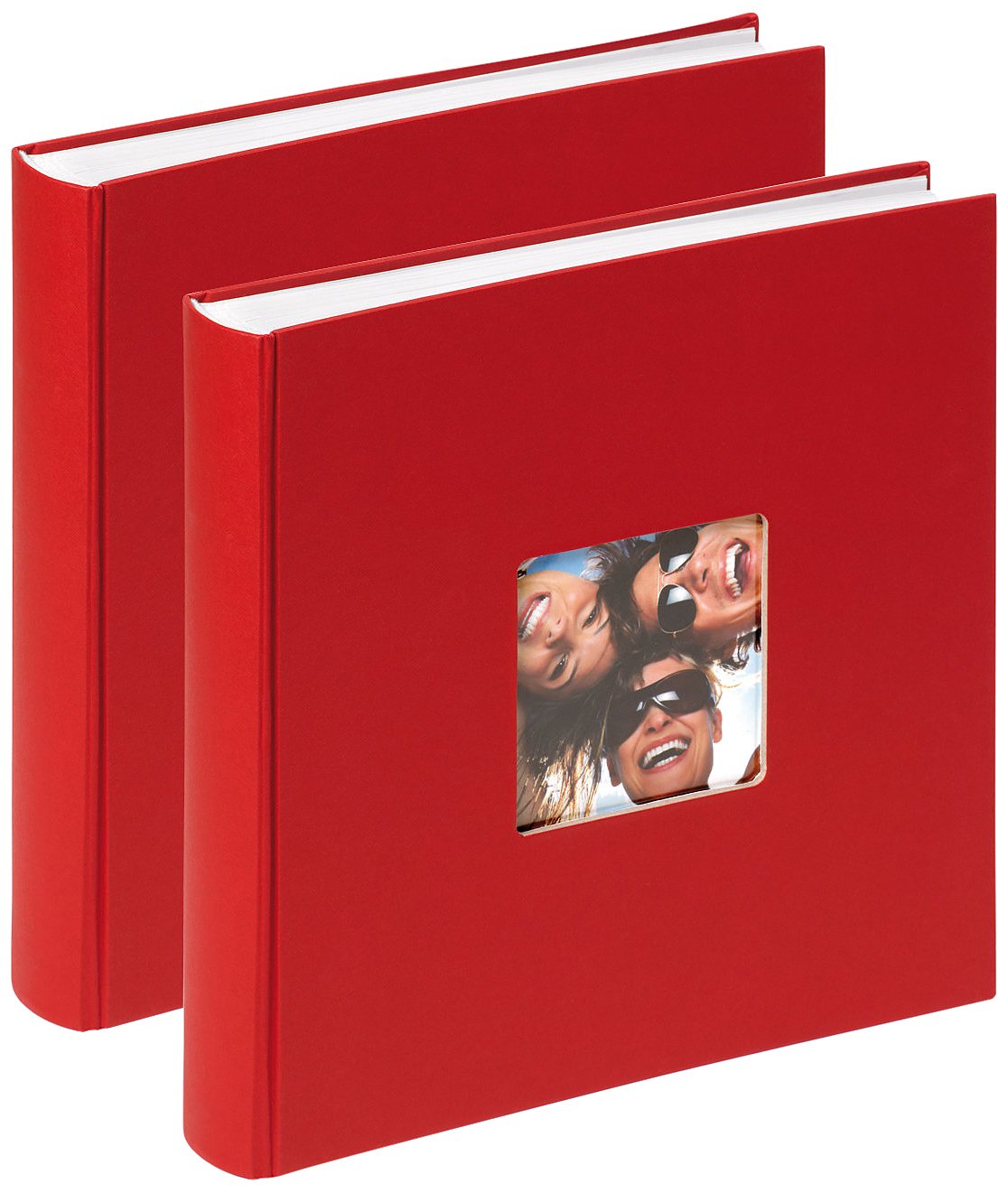 walther design Fotoalbum rot 30 x 30 cm mit Cover-Ausstanzung, Doppelpack, Fun FA-208-RD