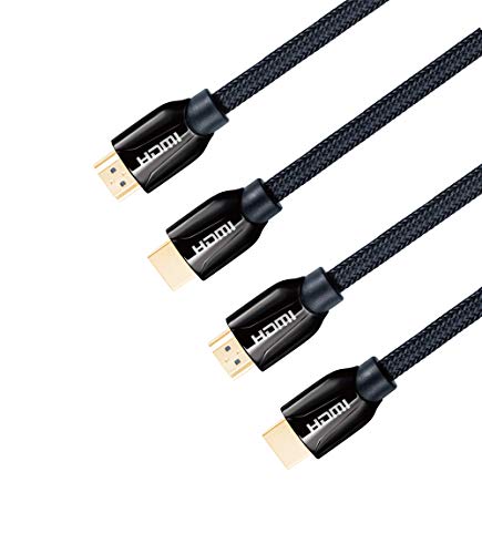 JAVEX [2er Pack] HDMI-Kabel aus reinem Kupfer, Metallanschluss, geflochtener Nylonschutz, 4K bei 60 Hz, 18 Gpbs, 1,8 M (6 Fuß) + 3 M (10 Fuß)