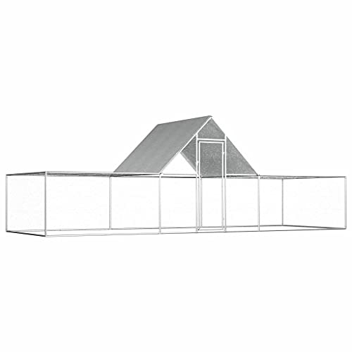 Freilaufgehege, Tierlaufstall mit Sonnenschutz, Kleintierstall, Hühnerstall mit Einem Wasserfesten Dach, Abschließbare Tür mit Riegeln, 6 x 2 x 2 m Verzinkter Stahl