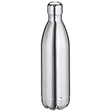 cilio ELEGANTE Trinkflasche Edelstahl poliert, 1L, auslaufsicher, Thermosflasche auch für kohlensäurehaltige Getränke, hält bis zu 18h warm und 24h kalt