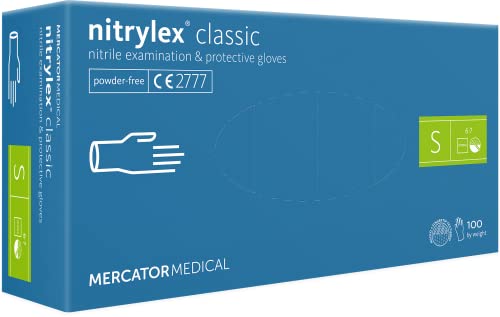 Nitrilhandschuhe, puderfreie Einweghandschuhe NITRYLEX CLASSIC, Größe: S - 1000 Stück, texturierte Fingerspitzen, latexfreie Einmalhandschuhe, Nitril-handschuhe, blau