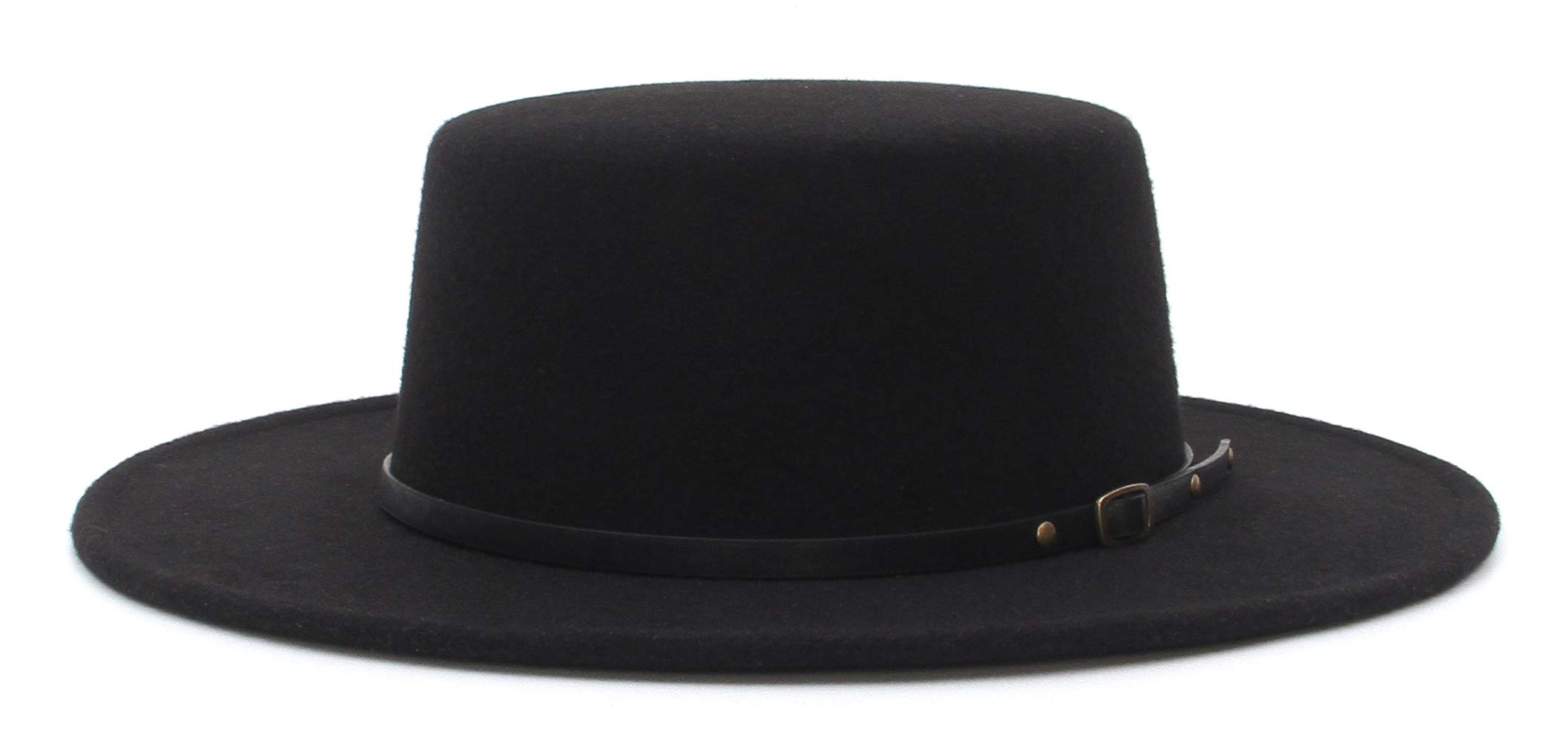 EOZY Fedora-Hut für Damen und Herren, aus Filz, breite Krempe, Flache Oberseite, Jazz, Panama-Hut, lässige Party, Kirche, Style-e, 57 EU