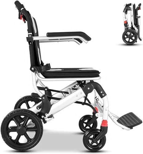 Leichter Rollstuhl, Ultraleicht Rollstuhl Faltbar Leicht Bis 150 Kg Tragkraft Rollstühle Für Die Wohnung Und Urlaub, Reiserollstuhl, Transportrollstühle