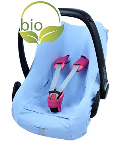ByBoom® - Sommerbezug, Schonbezug für Babyschale aus 100% BIO-Baumwolle, Universal für z.B. Maxi-Cosi, CabrioFix, Pebble, City SPS, Farbe:Blau