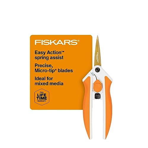 Fiskars 190520-1001 Titanium Microtip Easy Action Schere 12,7 cm, orange