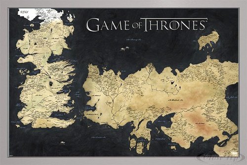 Close Up Game of Thrones Poster Die Sieben Königreiche (96,5x66 cm) gerahmt in: Rahmen Silber