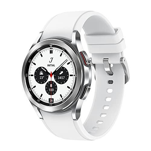 Samsung Galaxy Watch4 Classic, Runde LTE Smartwatch, Wear OS, drehbare Lünette, Fitnessuhr, Fitness-Tracker, 42 mm, Silver inkl. 36 Monate Herstellergarantie [Exkl. bei Amazon]