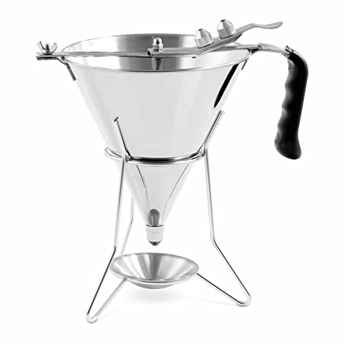 Royal Catering RC-OF04 Fülltrichter 1,8 l Edelstahl Dosieröffnung: 4,5,6 mm Ständer mit Auffangschale Trichter Likörtrichter