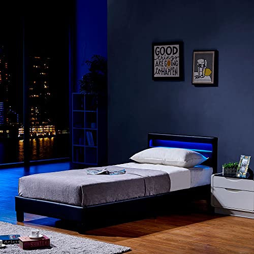 Home Deluxe - LED Bett 90 x 200 cm, schwarz - Astro - Inkl. Lattenrost (90 x 200 cm ohne Matratze)
