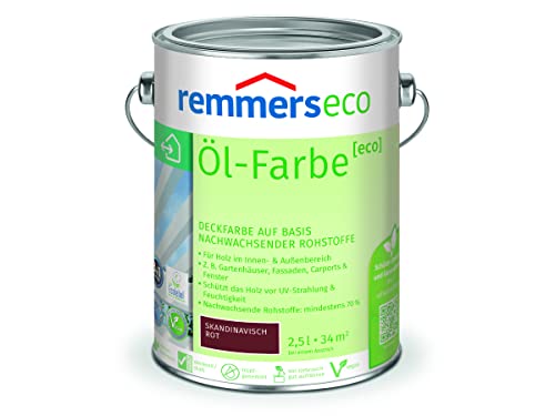 Remmers Öl-Farbe Eco Holzfarbe für Innen und Außen (2,5L, Skandinavisch Rot)