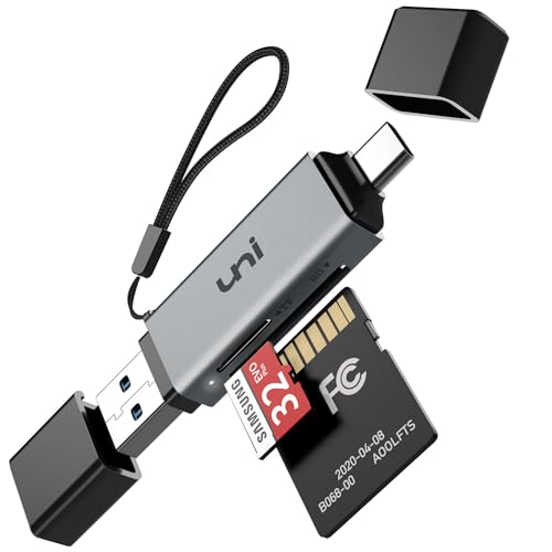 SD Kartenleser, uni USB Kartenleser 3.0, USB C Kartenleser Aluminum 2in1, OTG Adapter, Kartenlesegerät USB C kompatibel für SD/Micro SD/TF/SDHC/SDXC, kompatibel mit Android/Windows/macOS usw.