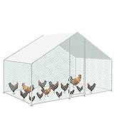 SWANEW Hühnerstall 3x2x2m Freilaufgehege XL mit Schloss, Außengehege Verzinkter Stahl Kleintierstall Kleintiergehege Outdoor Geflügelstall, für Hühnerkäfig Vogelkäfig Kleintiere Haustierkäfig