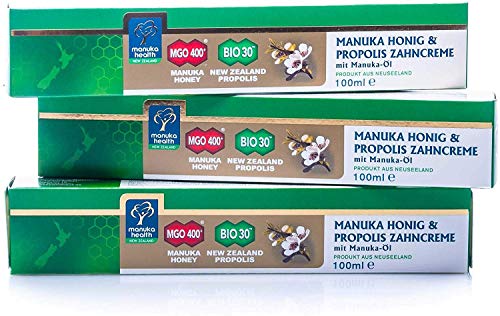 Manuka Health Zahncreme mit MGO 400+ Honig und Manuka Öl, 3er Pack (3 x 100 ml)