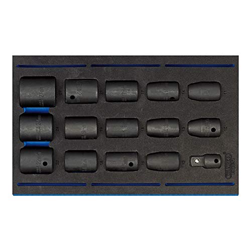 DRAPER it-eva18 Vierkant Antrieb IMPACT SOCKET in 1/4 EVA Einsatz Tablett, blau, 1/2 Zoll, von 15 Stück