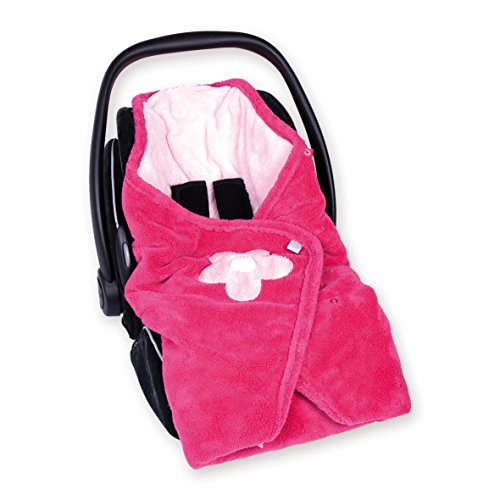 Bemini by Baby Boum 392LIZIE57BU Einschlagdecke für Babyschale BISIDE BAMBOO LIZIE pompon 90 x 90 cm ,rosa