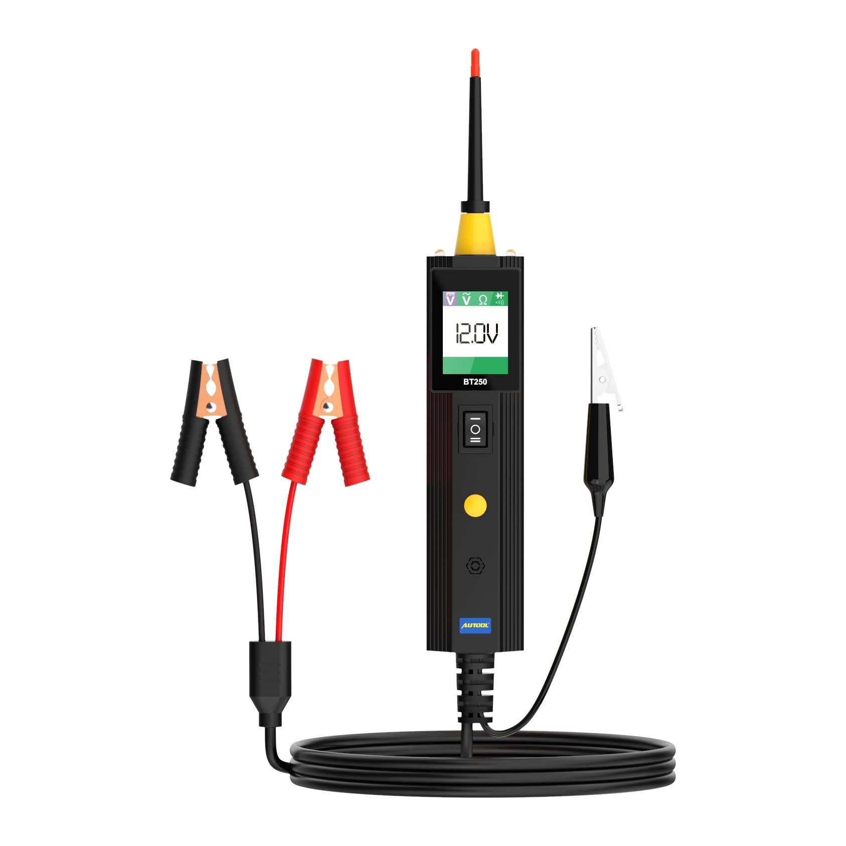 BT250 6-30 V Auto Circuit Tester Power Circuit Probe Kit, elektrisches Diagnosewerkzeug mit 1,5 m Verlängerungskabel LED-Licht