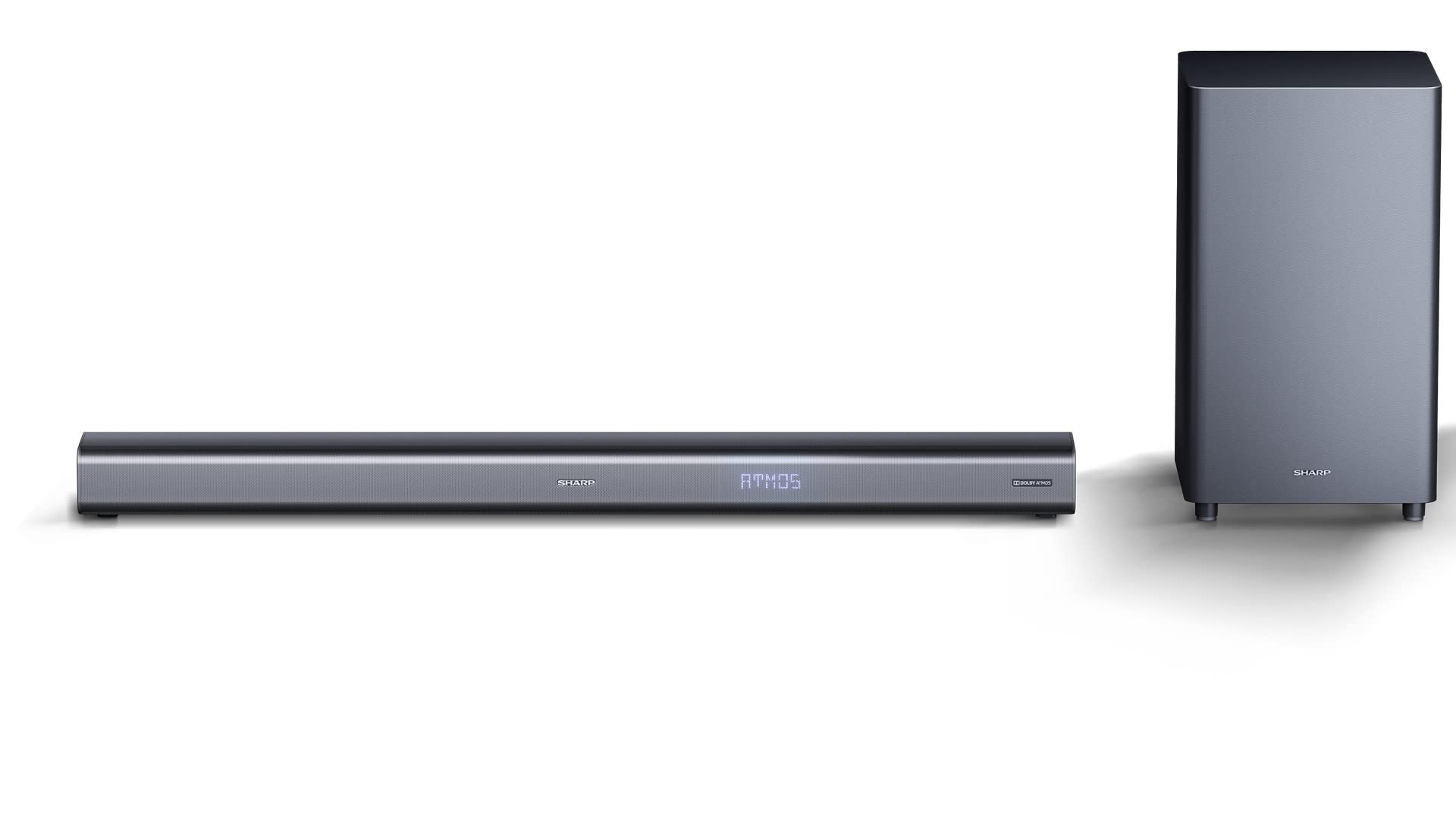 SHARP HTSBW460 3.1 Soundbar 440W (USB, Bluetooth, HDMI, Optisch, AUX-IN (3,5mm), 4K, Breite: 95cm), Dolby Atmos, drahtloser Subwoofer , schwarz
