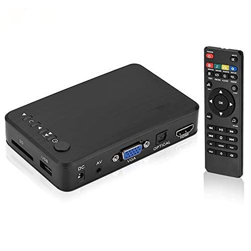HDMI Multi Media Player, 1080P Full HD Digital Media Player Medienspieler mit Fernbedienung für RM RMVB MKV AVI MOV, Unterstützt USB-Stick SD MMC MS