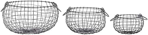 Rivanto® 3er Set Drahtkörbe mit Aufhänge-Haken, Größe S, 22,3 x 22,3 x 13,2 cm, bauchig, aus Eisendraht, in 3 verschiedenen Größen