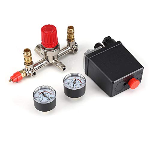 Luftkompressorschalter, Luftkompressor-Druckregelschalter, Ventilregler 90-120 PSI mit Doppelmanometern