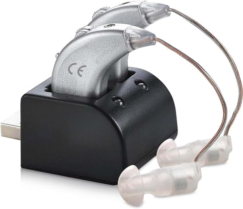 Digitale Hörverstärker - Paar wiederaufladbare HdO-Personenschallverstärker mit USB-Dock - Premium Behind The Ear Sound Amplification - by MEDca