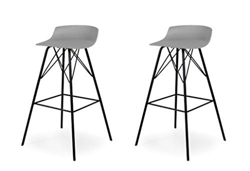 Tenzo Solitaire Tori Designer Bar Chair, Plastik, grau/schwarz, 45 x 45 x 79 cm