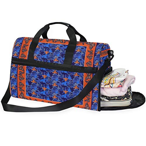 LUNLUMO Reisetasche mit Schmetterlingen und Elefantenmotiv, große Kapazität, Sporttasche, Sporttasche, Sporttasche, Gepäcktasche für Damen und Herren