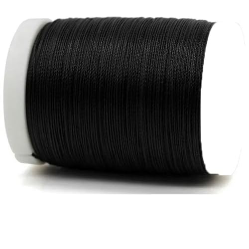 0,35–0,8 mm handgefertigtes Leder-Nähwachsgarn, geflochtenes Polyesterseil, hohe Festigkeit, für Armbänder, Dekorieren, runde gewachste Fäden – 01 – Schwarz