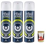 Infasil Deo-Spray für Herren Derma48H Dry, hervorragender Schutz gegen überschüssiges Schweiß, Deo 3x150 ml + Italian Gourmet polpa 400g