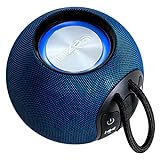 Ibiza - Boomy - Batteriebetriebener 2,5" Bluetooth 360° tragbarer runder Lautsprecher mit LED-Lichtringen und TWS-Funktion - Midnight Blue