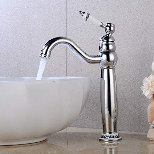 Retro Waschtischarmatur Bad Wasserhahn, Einhebelmischer Armatur mit 2 Anschluss Schläuche, für Badezimmer Küchen Haus Dekoration Silber