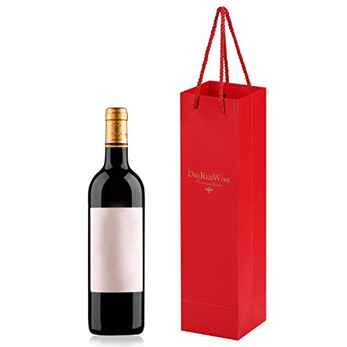 10 Stück Wein-Geschenktüten Rotweinflaschentasche Kraftpapier Weintragetasche Wiederverwendbare Wein-Tragetasche Wein-Geschenktütenhalter mit starken Seilgriffen für Geburtstag, Hochzeit,