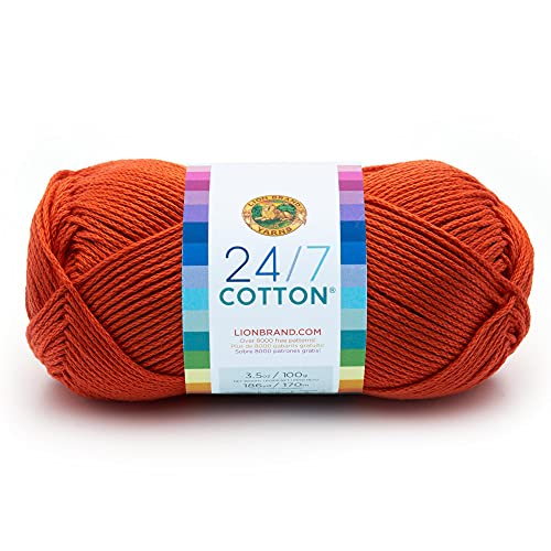 Lion Brand Yarn Company, 100 Percent Cotton,Tangerine,15.24x6.35x6.35 cm