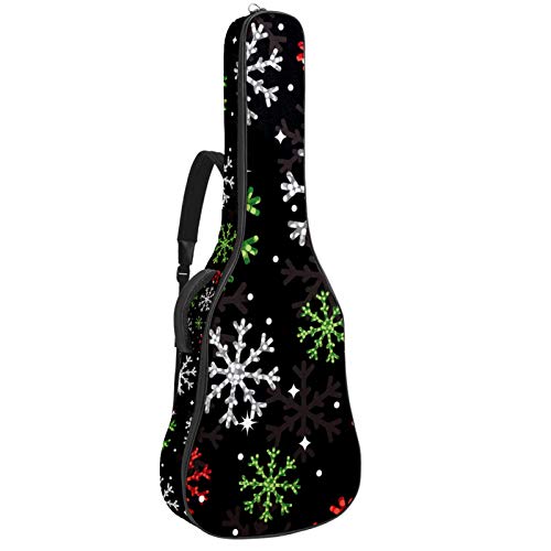 Gitarren-Gigbag, wasserdicht, Reißverschluss, weicher Gitarren-Rucksack, Bassgitarre, Akustik- und klassische Folk-Gitarren-Tasche, Weihnachten, bunte Schneeflocke