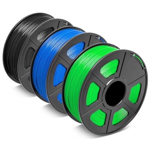 SUNLU ABS Filament 1.75 mm für den 3D-Drucker ABS 3D-Drucker Filamentgenauigkeit +/- 0.02 mm, Schwarz+Blau+Grün