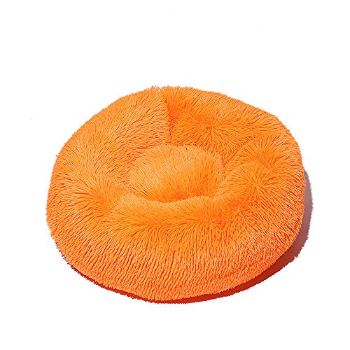 Fansu Hundebett rund Hundekissen Plüsch weichem Hundesofa rutschfest Base Katzenbett Donut Größe und Farbe wählbar (Orange,100CM)