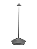 Zafferano, Pina Pro Lampe, Wiederaufladbare und Kabellose Tischlampe mit Touch Control, Geeignet für den Innen- und Außenbereich, Dimmer, 2700 K, Höhe 29 cm, Dunkelgrau