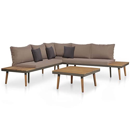 ZQQLVOO Lounge Sessel Terrassenmöbel Terassenmöbel Außen4-tlg. Garten-Lounge-Set mit Auflagen Massivholz Akazie Braun