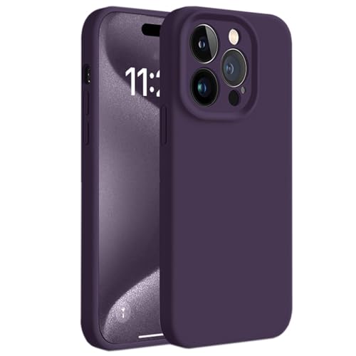LXURY Ultradünne Hülle für iPhone 15 Pro Max/15 Pro/15 Plus/15, Hochwertige Flüssig Silikon Handyhülle mit Screen Kamera Schutz Weiches Kratzfest Case,Purple2,15 Pro Max 6.7''