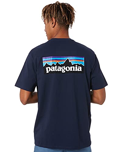 Patagonia Men's P-6 Logo Responsibili-Tee Navy Blue (S)
