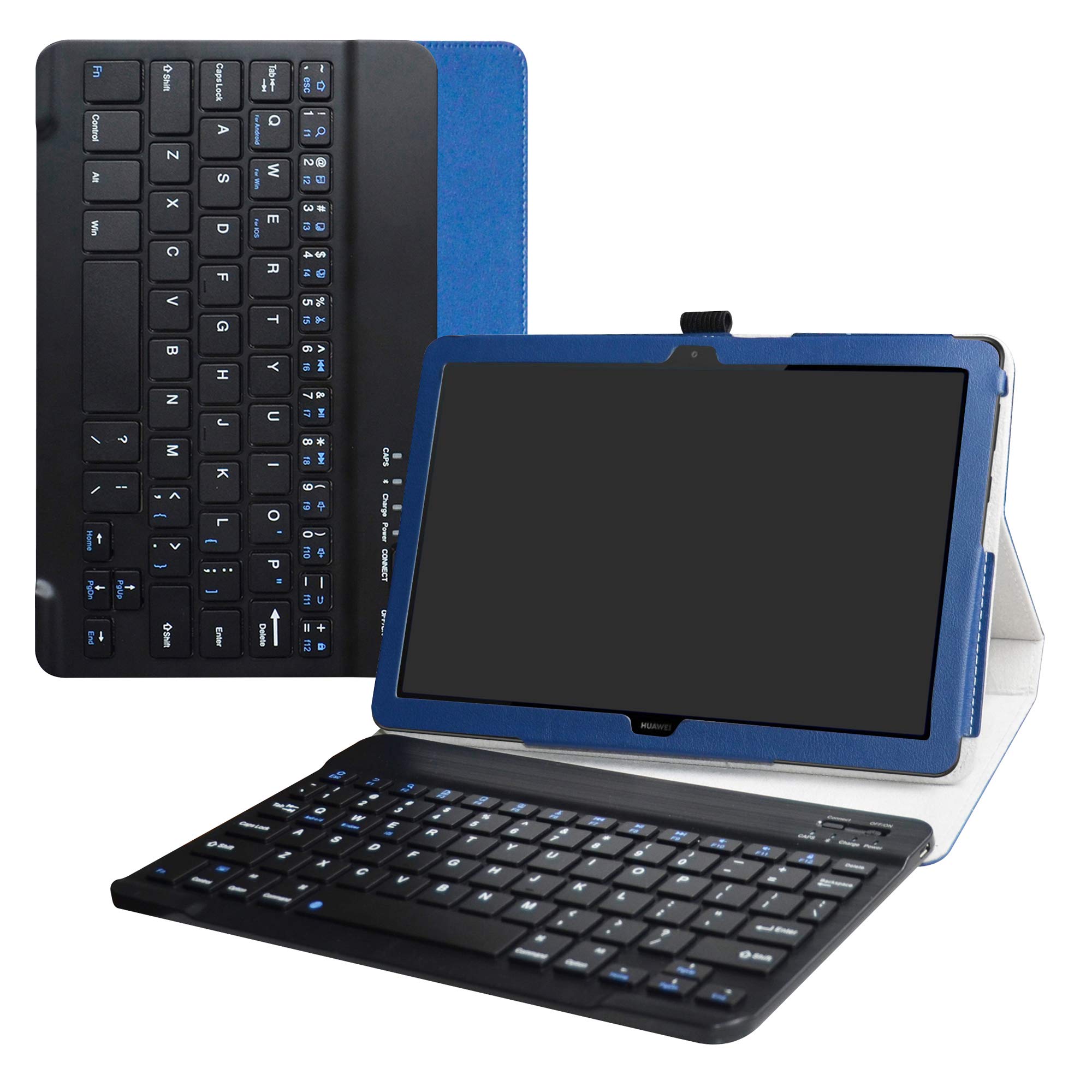 LiuShan MediaPad T5 10 hülle, Abnehmbare Tastatur(QWERTY, englisches Layout) hülle mit Ständer für 10.0" Huawei MediaPad T5 2018 Android Tablet,Blau