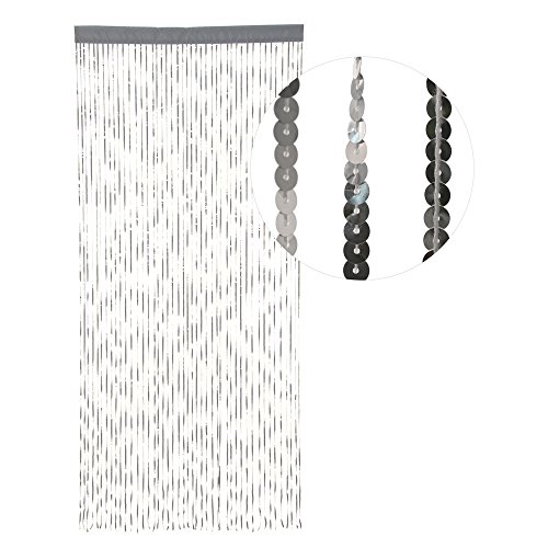 HAB & GUT -DV0131A- Türvorhang Silber Pailetten, Glitzer 90 x 200 cm Perlenvorhang
