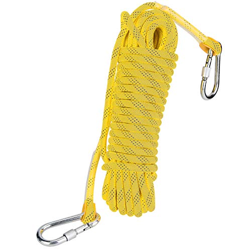 Survival Cord, Outdoor Kletterseil Leicht im Gewicht Robust und langlebig für Outdoor Survival Wandern Bergsteigen(Gelb, 50 Meter, 164 Fuß)
