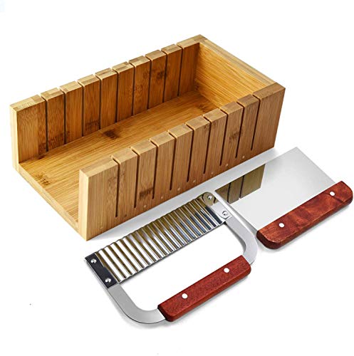 POFET Seifenschneider-Set, Holzformwerkzeug für Seifenherstellung, Brotschneider, Barschneider mit einem geraden und einem gewellten Edelstahlhobel