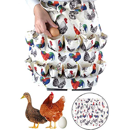Jilijia Eierschürze Schürze zum Sammeln von Eiern 12 Taschen Eierschürze Bauernhof Eierträger Geschenk für Liebhaber von Hühnern/Enten/Küche Arbeitskleidung