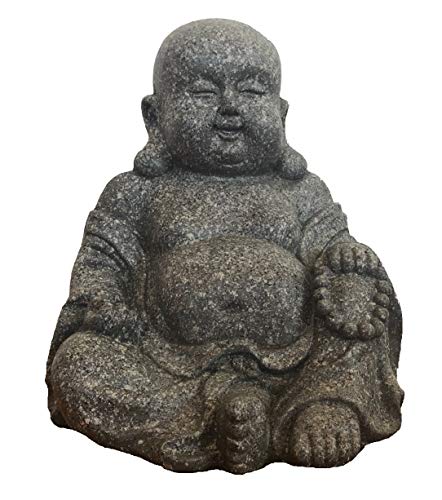 SUPwave Deko-Buddha sitzend, ca. 31cm hoch in Granitoptik | Granit | Buddha-Figur für Wohnung, Haus | Buddha-Statue, Wohnaccessoire Buddha-Skulptur Feng Shui Dekoration | Poly