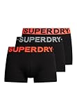 Superdry Herren Trunk Triple Pack Boxershorts, Black/Orange,