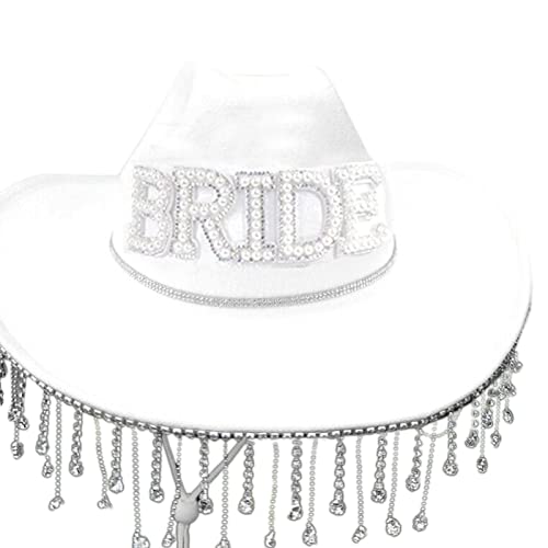 Jiqoe Cowboyhut für die Braut, Junggesellinnenabschied, Partyhut, Cowboyhut, Frauenhut, Brauthut, Cowgirl-Hut, Frauenhut für die Braut