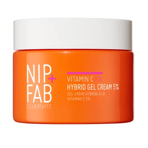 Nip+Fab Vitamin C Fix Hybrid Gel Creme 5% 50 ml | Gelähnliche Feuchtigkeitspflege | Hochleistungs-5% Vitamin C | Strahlende und leuchtende Haut | Ferulsäure | Gesichtshaut Booster